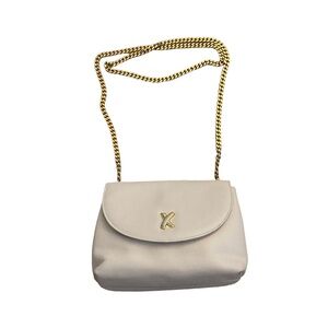Paloma Picasso Leather Crossbody gold hardware chain X ivory leather Vintage